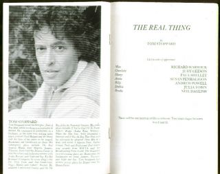 Tom Stoppard The Real Thing Strand 1st Run Program 1982