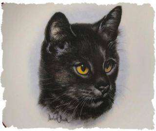 Crown Staffordshire Black Cat Derick Brown Artist Plate