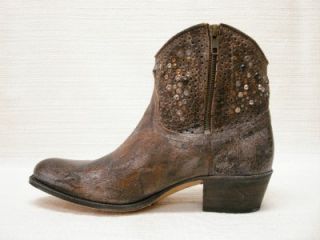 Frye Deborah Studded Leather Western Short Boot Grey 11M $498 Style