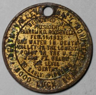  1933 medal of death valley commemorates dedication of death valley