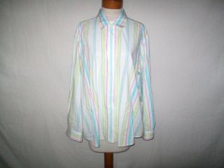 David Brooks Stripe White Shirt Pointed Collar Button Up Long Sleeve