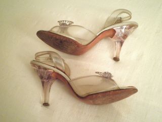  Vintage Lucite Slingback Shoes with Rhinestones by Deliso Debs