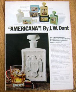 1969 Whiskey Decanters Ad Americana by J w Dant