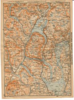 Norway Kristiania Area Drammen 1899 Original Antique Map