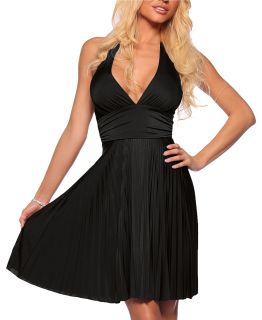 New Halter Marilyn Evening Cocktail Party Pleated Dress