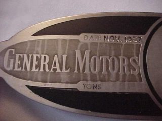 1957 Electro Motive GM General Motors Locomotive Group Builders Plate