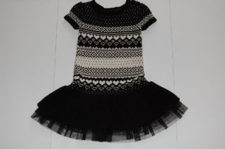 Gap Kids DEER VALLEY NORTH STAR Black & Cream Fair Isle Sweater Dress
