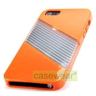 Orange Diagonal Line TPU Gel Skin Case Cover for Apple iPhone 5