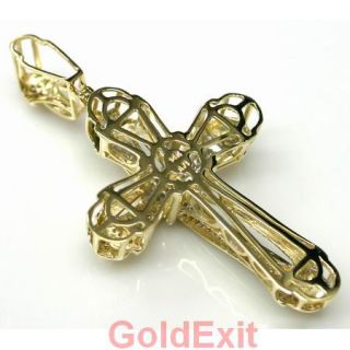 Gold Religious Mens Diamond Cross Pendant Ladies Charm 5 2 Gms