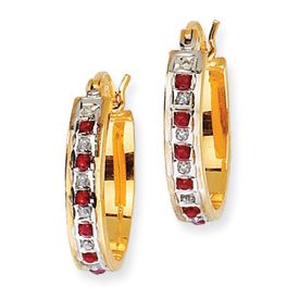 silver gold ruby hinged diamond 1 2 hoop earrings