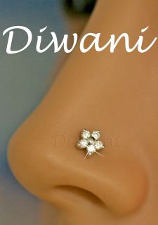  Flower 14k Gold Engagement Wedding Nose Ring Stud Piercing Pin