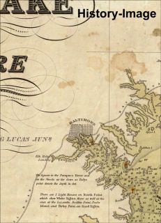 1840 Beautifull Wall Map Chesapeake Delaware Bay