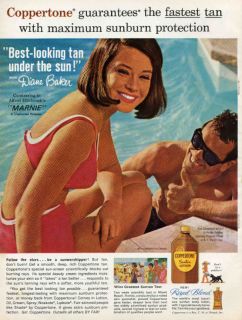 1964 Coppertone Diane Baker Alfred Hitchcock Marine Ad