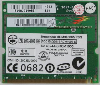 Broadcom Wireless LAN Mini PCI BCM94306MPSG Dell M4479