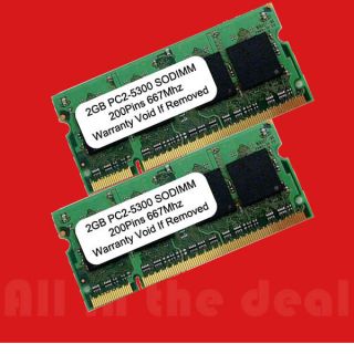 4GB 2X 2GB DDR2 SODIMM PC5300 PC2 667 MHz Laptop Memory
