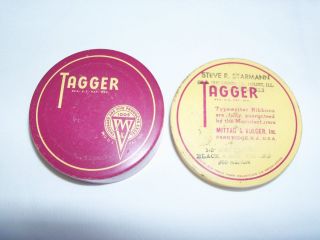 Vintage TAGGER TYPEWRITER RIBBON TIN Antique Advertising MITTAG VOLGER