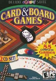 Card Board Games Deluxe Suite eGames 55 PC Games Solitare Chess etc
