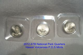 2012 Six ATB National Park Quarters Hawaii Volcanoes, and Denali P,D,S