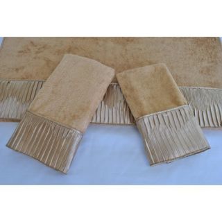  Vertical Pleats Gold 3 Piece Decorative Towel Set SK005013