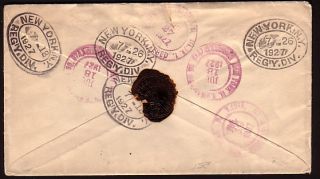 1927 Registered Cover New York with Letter Safe Deposit