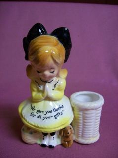 Little Girl Religious Toothpick Holder Enesco Figurine