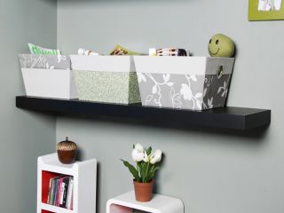  Black Floating Wall Shelf Wood Shelving Home Decor Shelves New