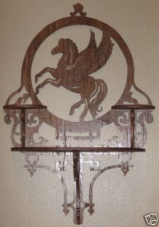 Decorative Oak Wooden Pegasus Wall Shelf Handmade