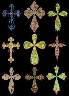 decorative crosses collection machine embroidery designs 5x7 hoop cd