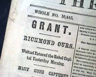 Fall of Richmond Virginia VA Confederate Capital 1865 Civil War Ending