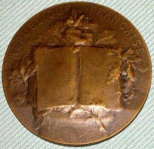 France 1907 Bronze Medal by Leon Deschamps 2 75 Inches