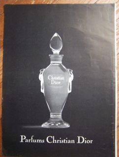 1957 Vintage Parfums Christian Dior Perfume Bottle Full Page Ad