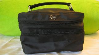 Dior Beauty Cosmetic Case Makeup Bag 2 Compartments Brush Holder Black