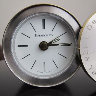 Tiffany Co Desktop Alarm Clock Swiss Quartz Movement Swivel Lid