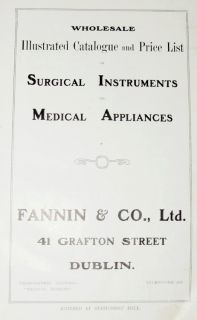 Irelands First Surgical Medical Instrument Catalogue Fannin Co 1908