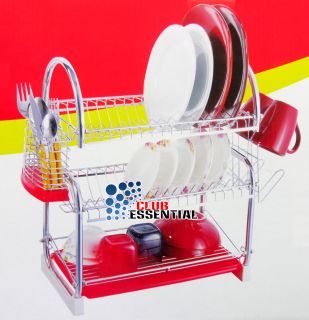 Tier Dish Rack Plate Glass Cutlery Holder Stand Utensil Drainer
