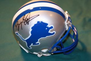 Barry Sanders Autographed Detroit Lions Mini Helmet Hall of Fame PSA