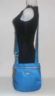 New Tumi Handbag Peacock Blue Devon Sling Crossbody Bag Nylon Leather