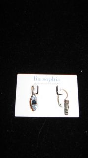 Lia Sophia Crystal Blue Dewdrop Earrings New on Card