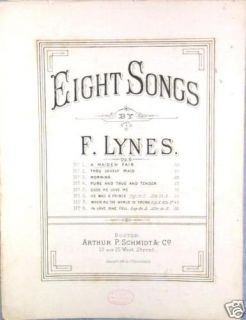 Maiden Fair 1886 Song Sheet Music by Lynes
