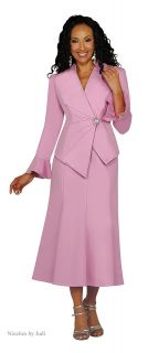 Devine Denim 96012 Pink Denim Jacket Skirt Church Dress Suit Reg Plus