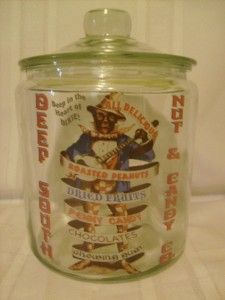 vintage deep south nut candy co glass counter jar
