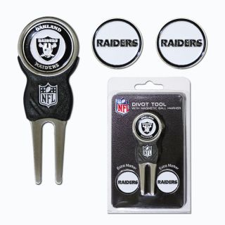  NFL Oakland Raiders Hat Clip Golf Divot Tool and 5 Ball Markers