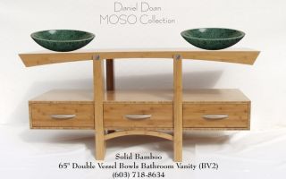 65 66 67 69 Solid Bamboo Double Vessel Bowls Bathroom Vanity MA NY