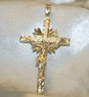 14k Yellow Gold Diamond Cut Crucifix Cross Pendant