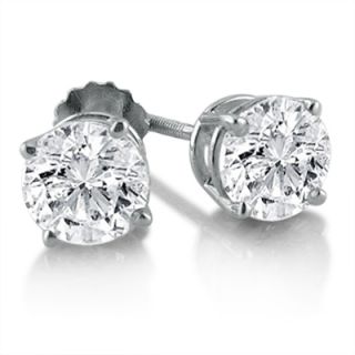 1ct TW Diamond Stud Earrings in 14k White Gold Screwbacks