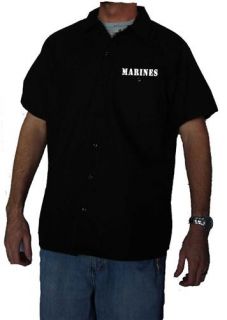  Marines Work Shirt Brand New Short Sleeve Button Up Black