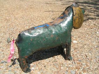 Metal Yard Art Recycled Iron Garden Dachshund Weenie Dog