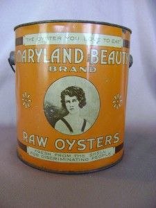 RARE 1935 Maryland Beauty Brand Raw Oyster Gallon MD 17 Tin