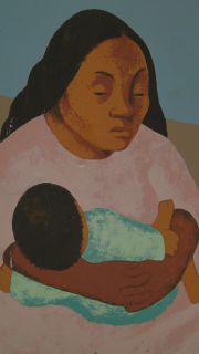 Diego Rivera Mexico 1886 1957 RARE Lithograph Print of Woman w Child
