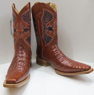 Crocodile Alligator Belly Cut Design Cowboy Western Boots Squere Toe